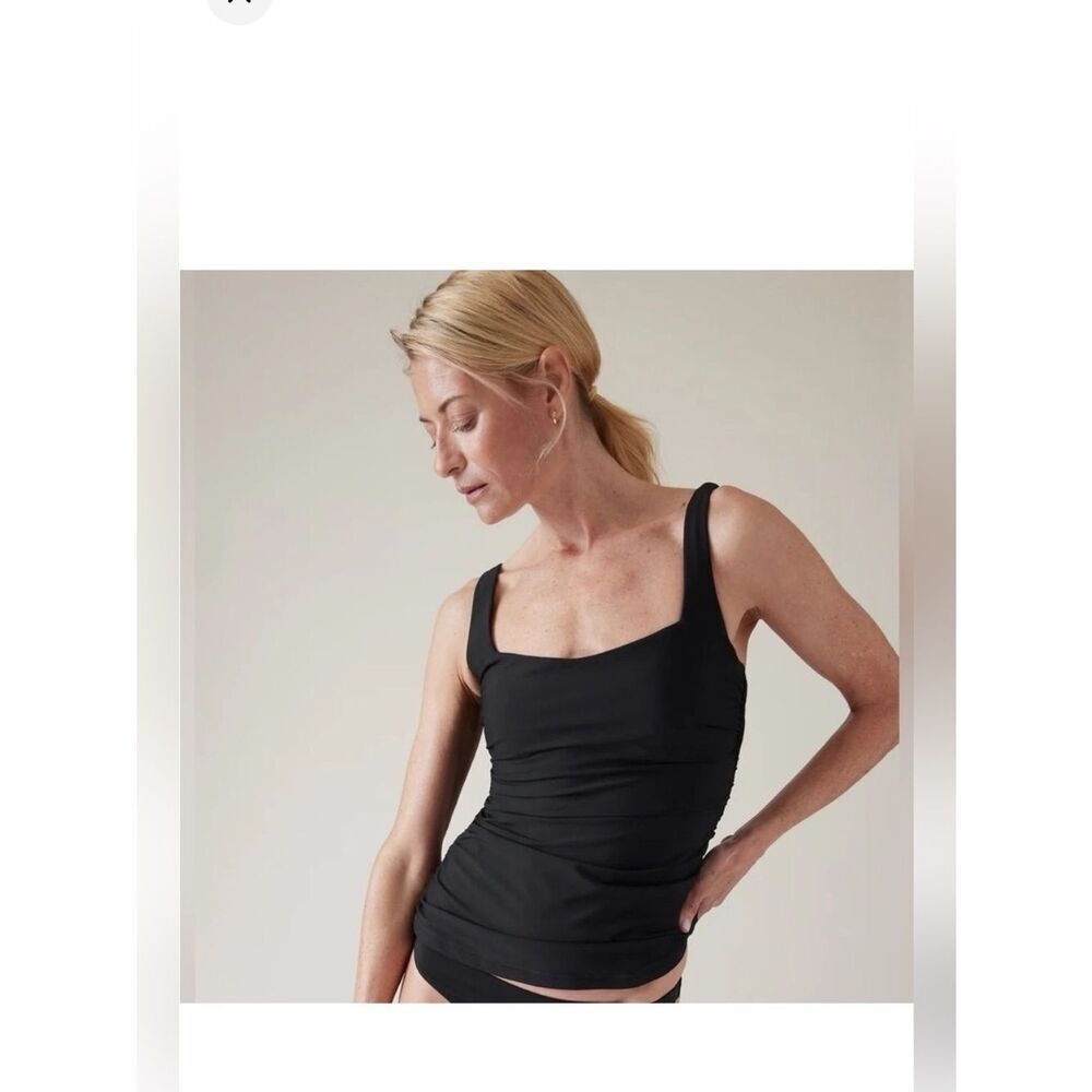 Athleta side shirred swim tankini top adjustable straps cup size 36 B/C